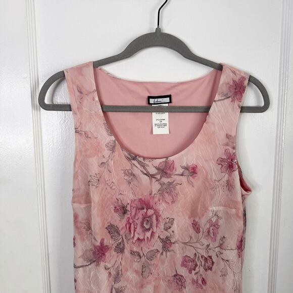 VTG Believe Ballet Pink Floral Fairy Garden Ruffle Midi Dress Romantic Size 10 - Picture 2 of 15